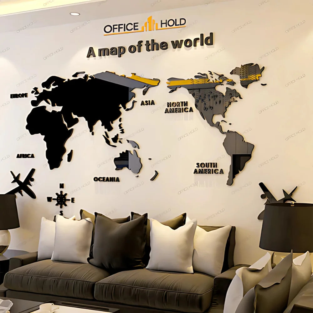 World Map Modern 3D Wall Decor