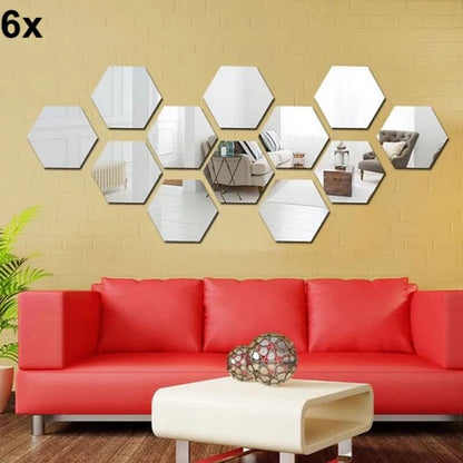 Hexagon Silver Acrylic Mirror Wall Decor